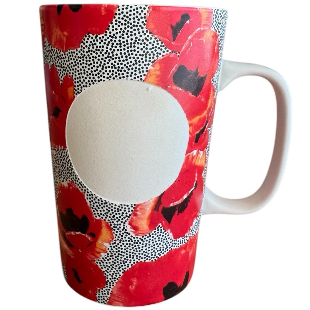 Starbucks 2015 Red Poppies White Circle Mug Cup 16 oz